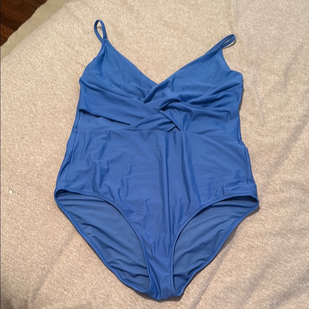 Blue One Piece Aerie Swimsuit XL Braided Front